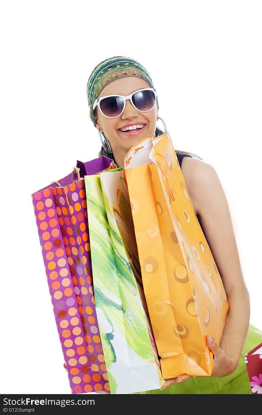 Young fashion woman with shopping bags. Young fashion woman with shopping bags