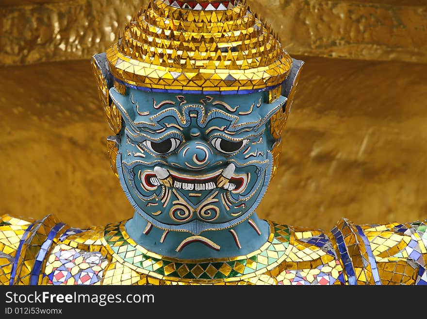 A warrior in a temple at Bangkok, Thailand. A warrior in a temple at Bangkok, Thailand