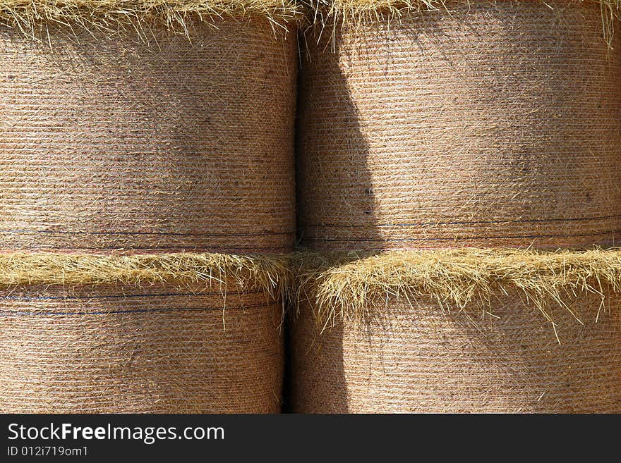 Dry straw bales in a barn. Dry straw bales in a barn