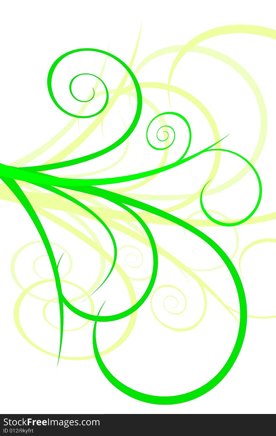 Floral green ornament, vector illustration