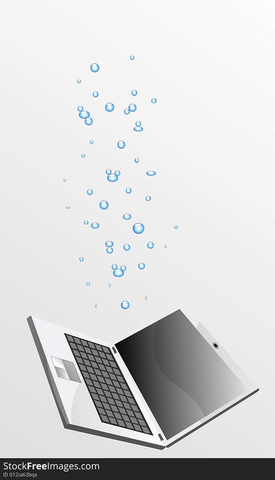 Laptop sinking in water, vector illustration