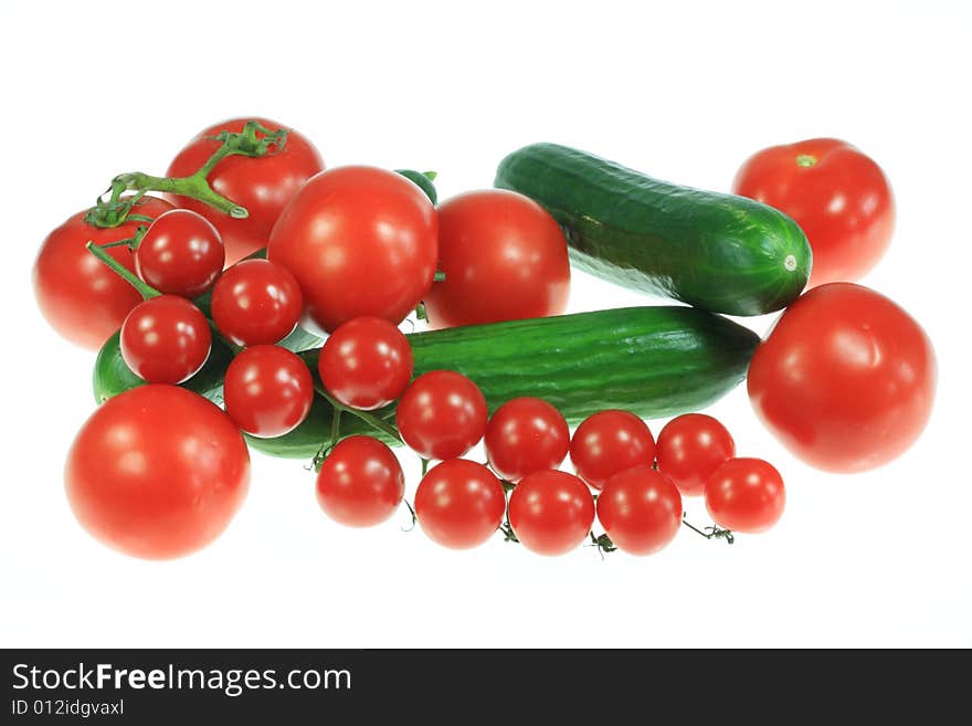 Tomatoes and cucumbers.