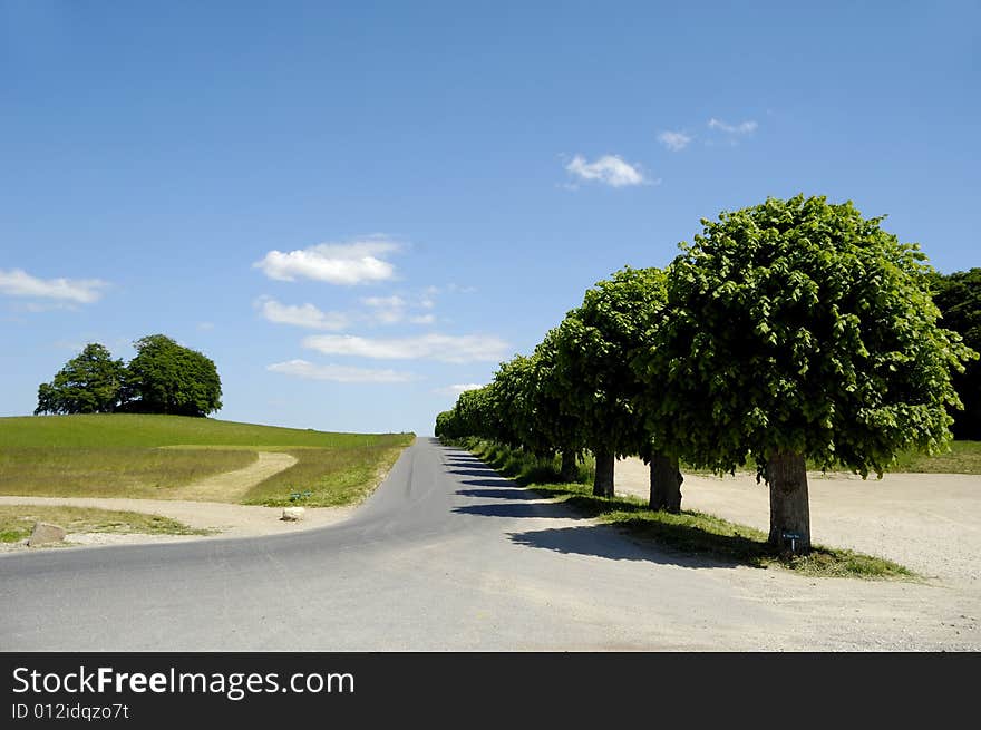 Road at the contryside with blu and cloudy sky. Road at the contryside with blu and cloudy sky.