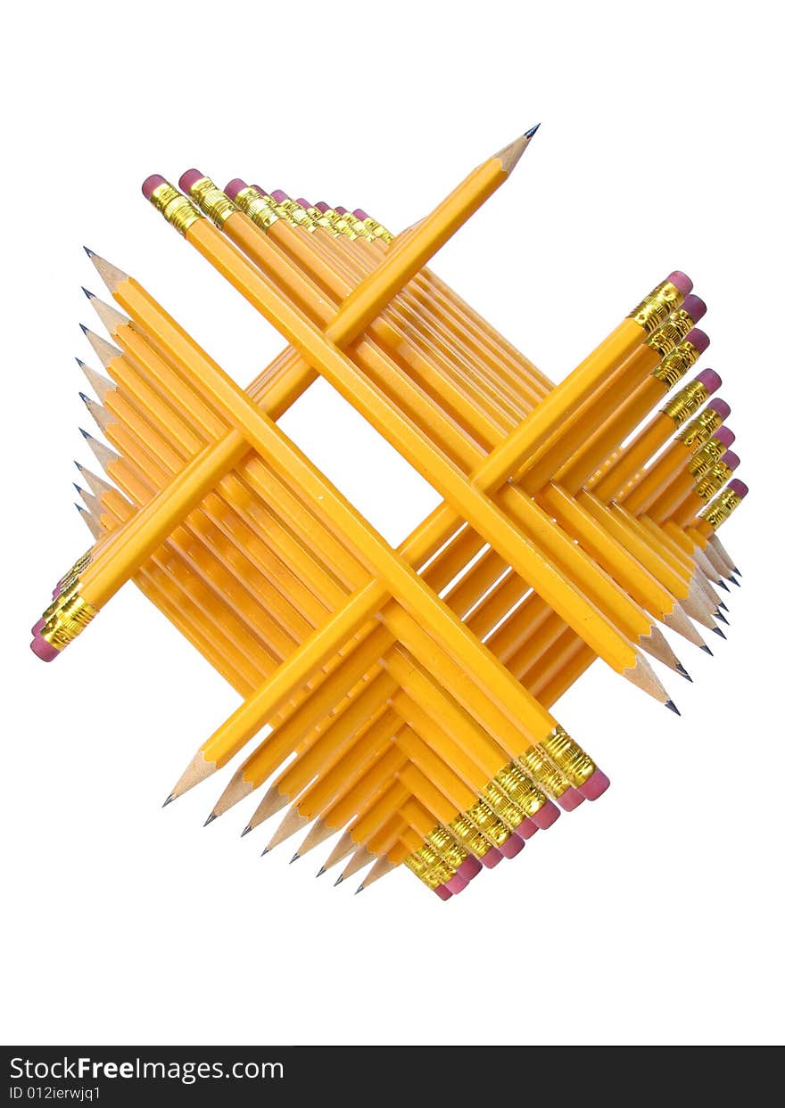 Pyramidal construction made of cloistered pencils