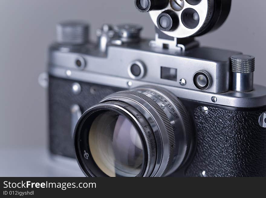 Close-up of retro camera, soft focus