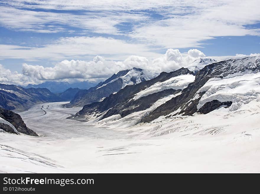 Aletsch Glacier in Swiss Alps, Switzerland