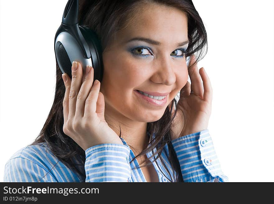 Young girl listening to music