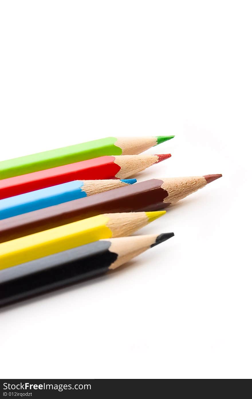 Colorful pencils on white background