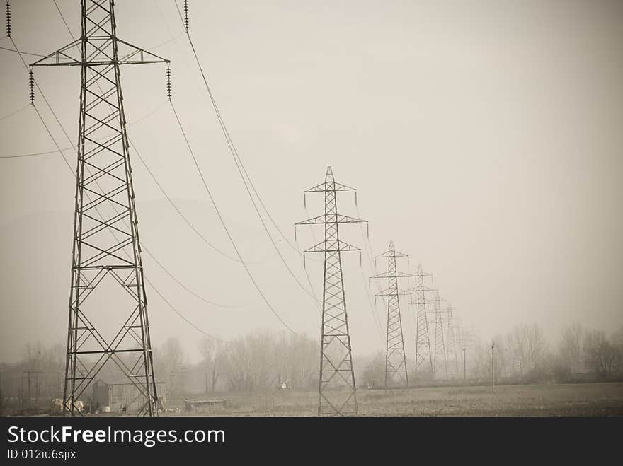 Old looking photo of electric company 
pillars. Old looking photo of electric company 
pillars