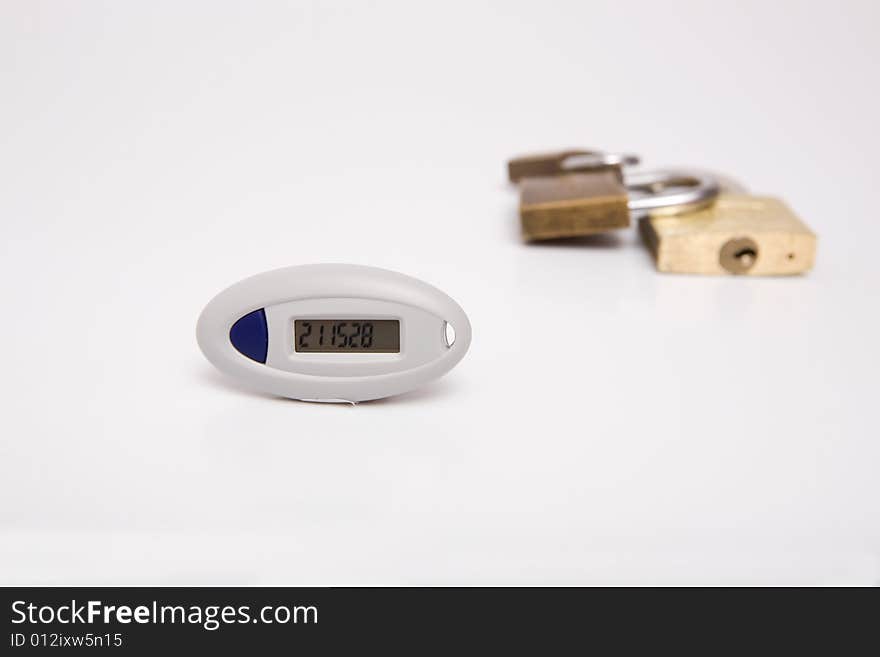 Digital token and locks on the white background