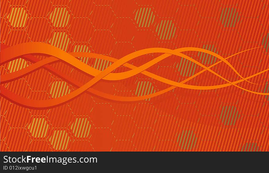 Vector abstract orange background with honeycombs