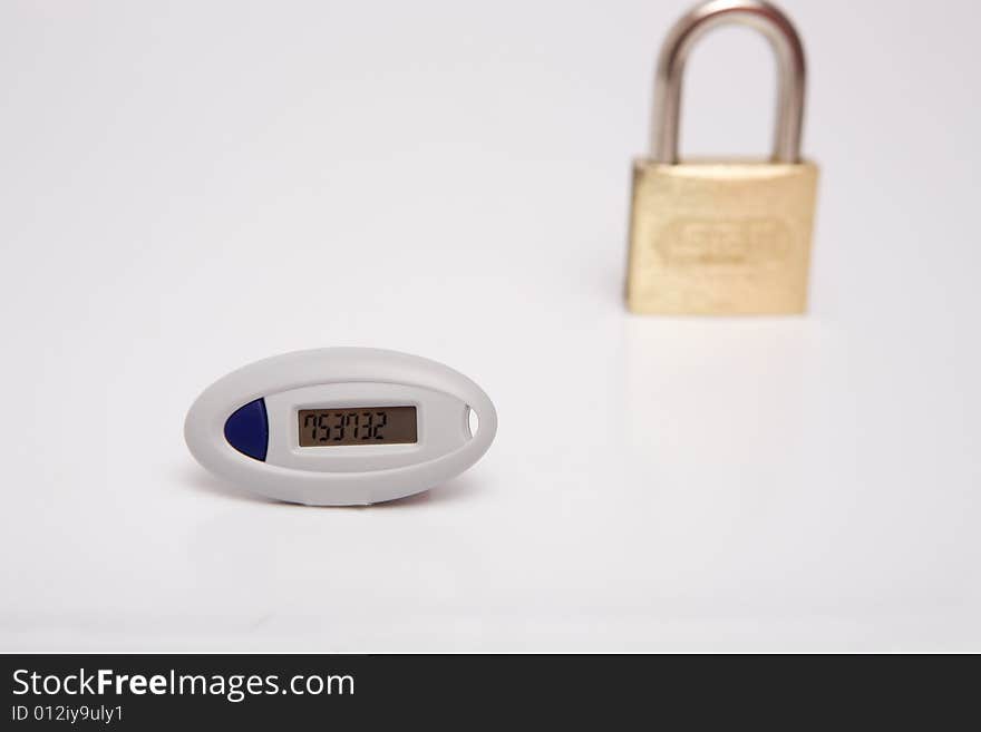 Digital token and locks on the white background