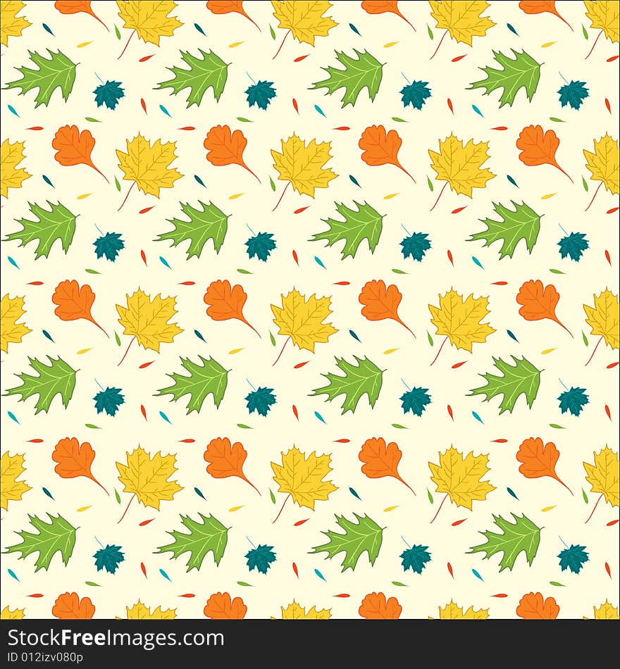 Vector seamless fall background, with leaves. Vector seamless fall background, with leaves.