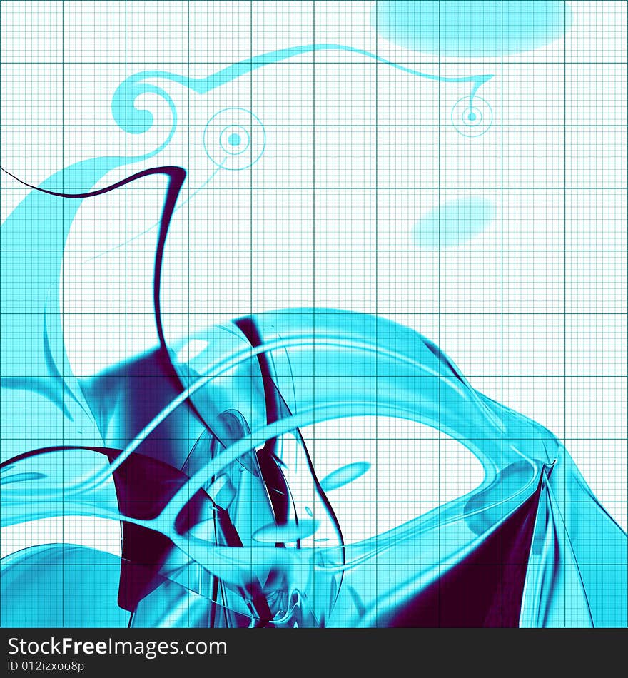 Abstract design, background with 3d rendered liquid blue shapes. Abstract design, background with 3d rendered liquid blue shapes.