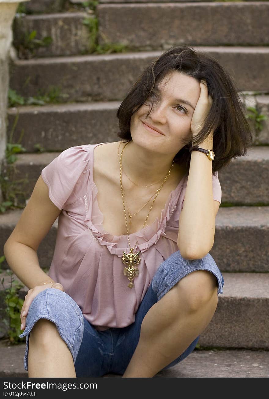 Woman on a staircase