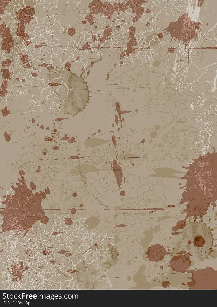 Blotted and  scratched brown  background. Blotted and  scratched brown  background