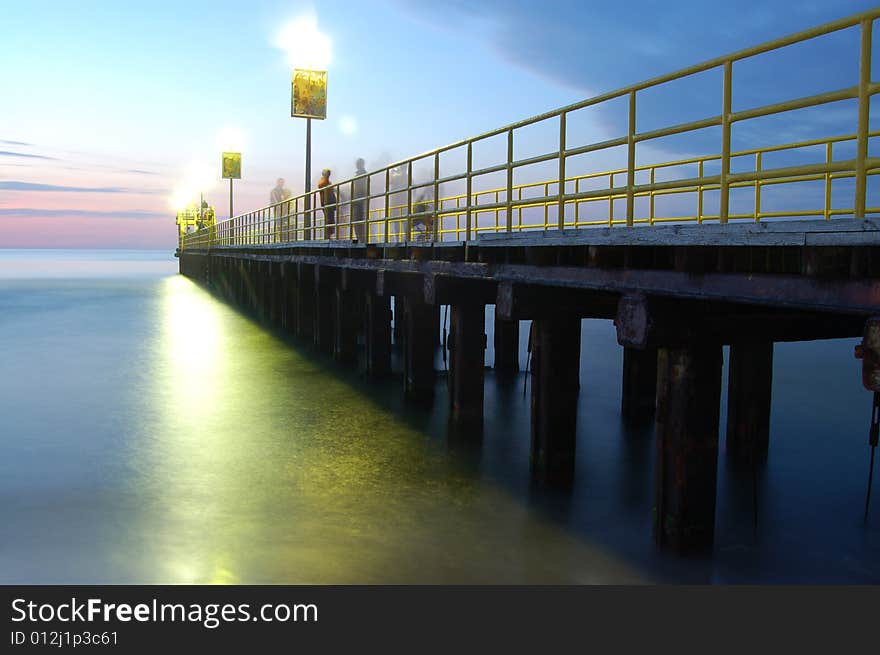 Sea by night,view,clouds