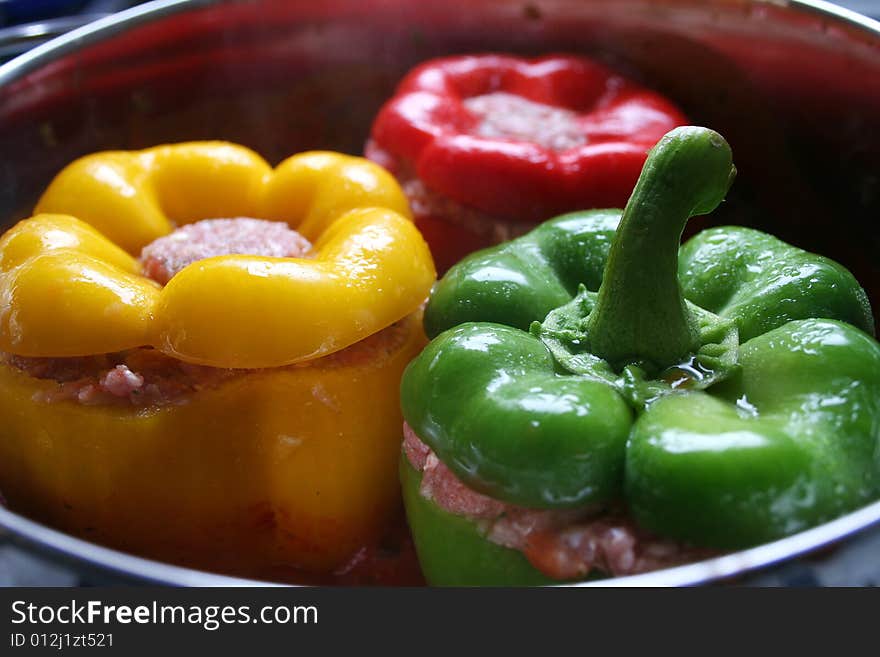 Peppers filled with meat