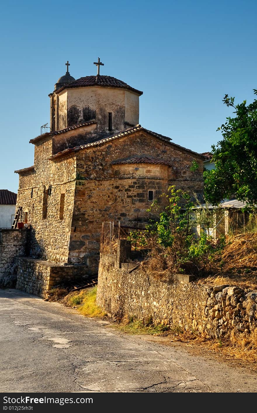 Picture of a Greek orthodox church from a small village in the Peloponnese. Picture of a Greek orthodox church from a small village in the Peloponnese