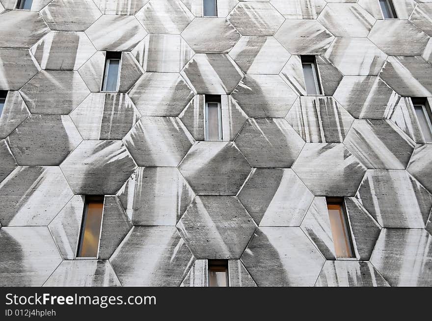 Facade of a building with narrow windows