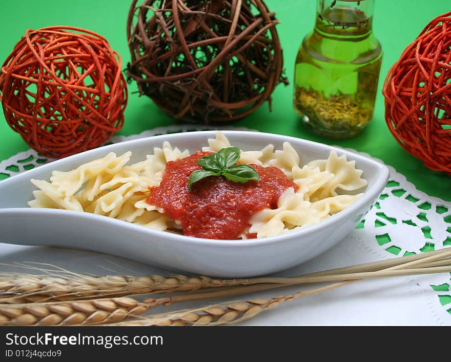 Fresh pasta with beautiful table-ware