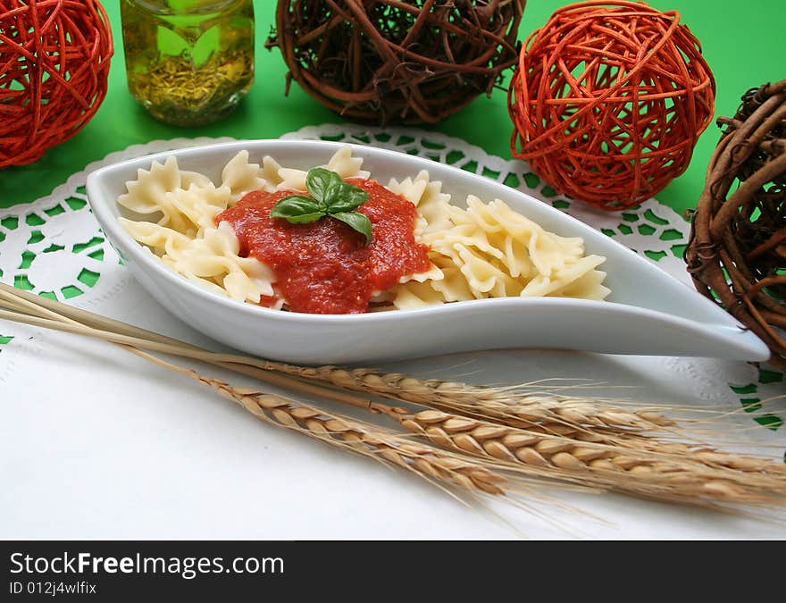 Fresh pasta with beautiful table-ware