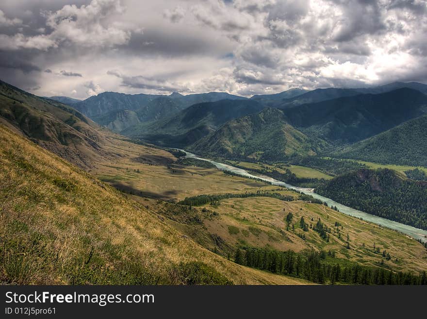 Katun river in the Altai mountains. Katun river in the Altai mountains