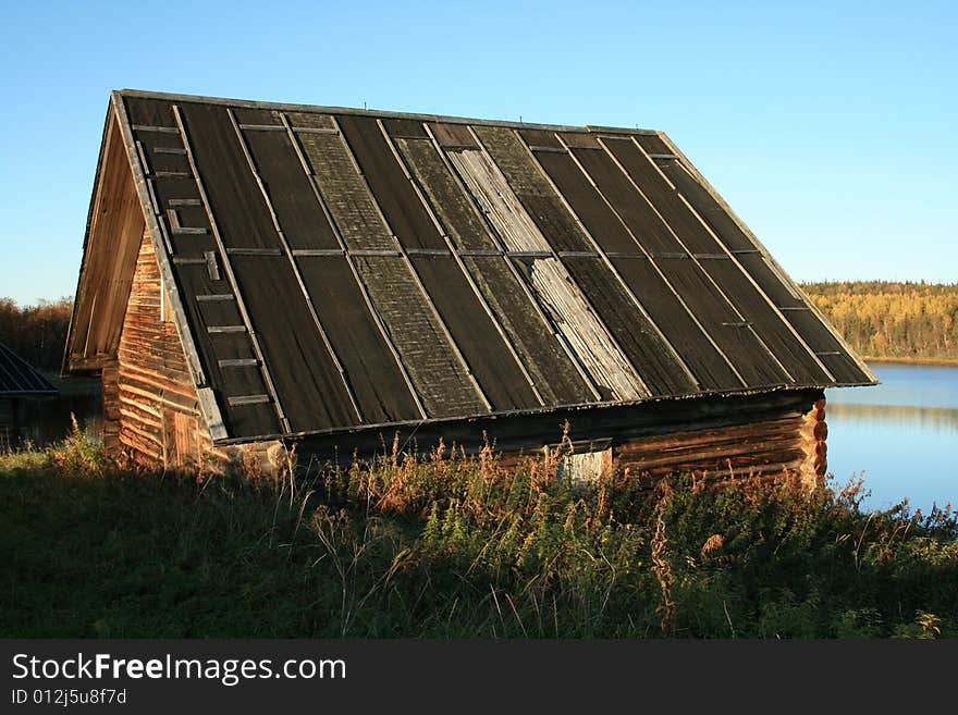 Old lodge in village in Russia