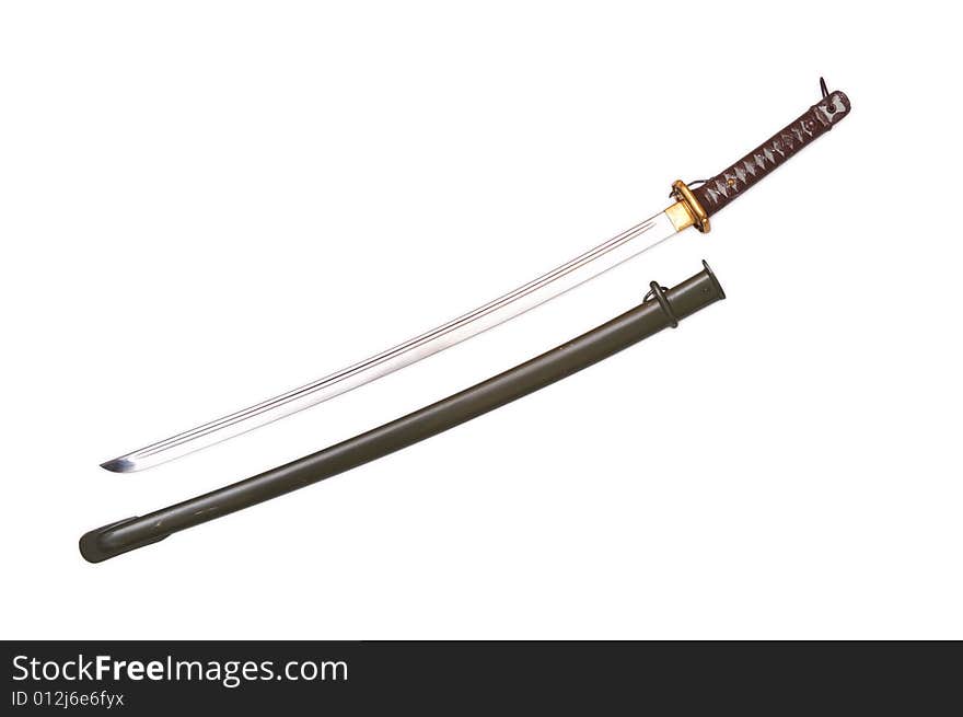 Japan longsword - Katana. Isolated on white.