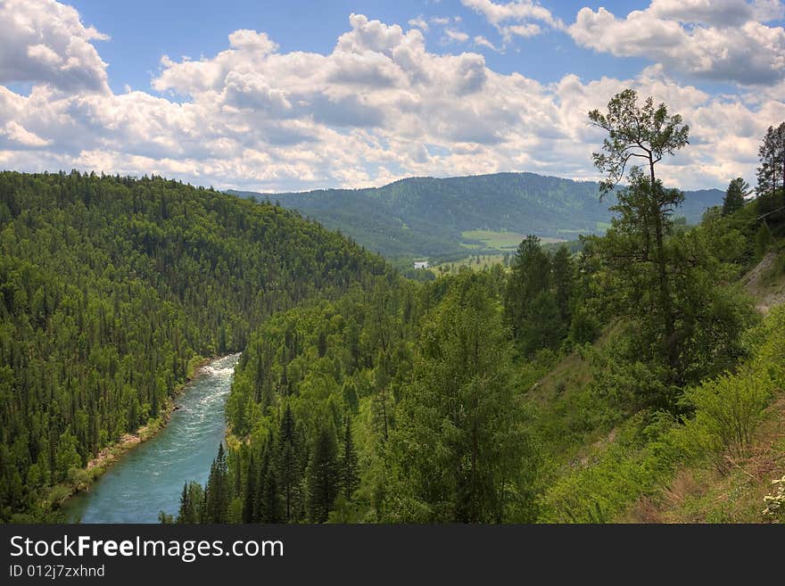 Katun river in the Altai mountains. Katun river in the Altai mountains