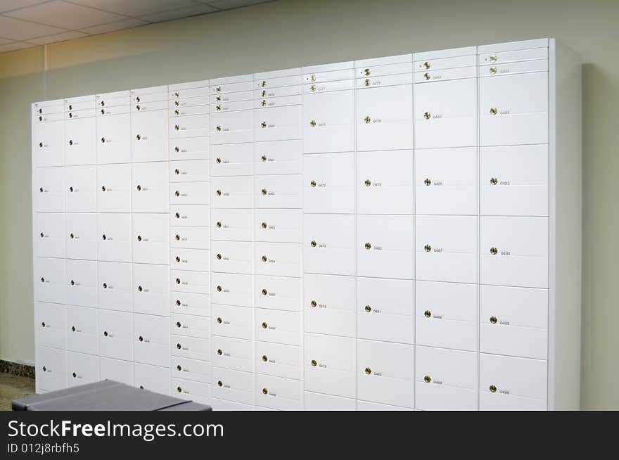 Bank boxes rented for private storage. Bank boxes rented for private storage