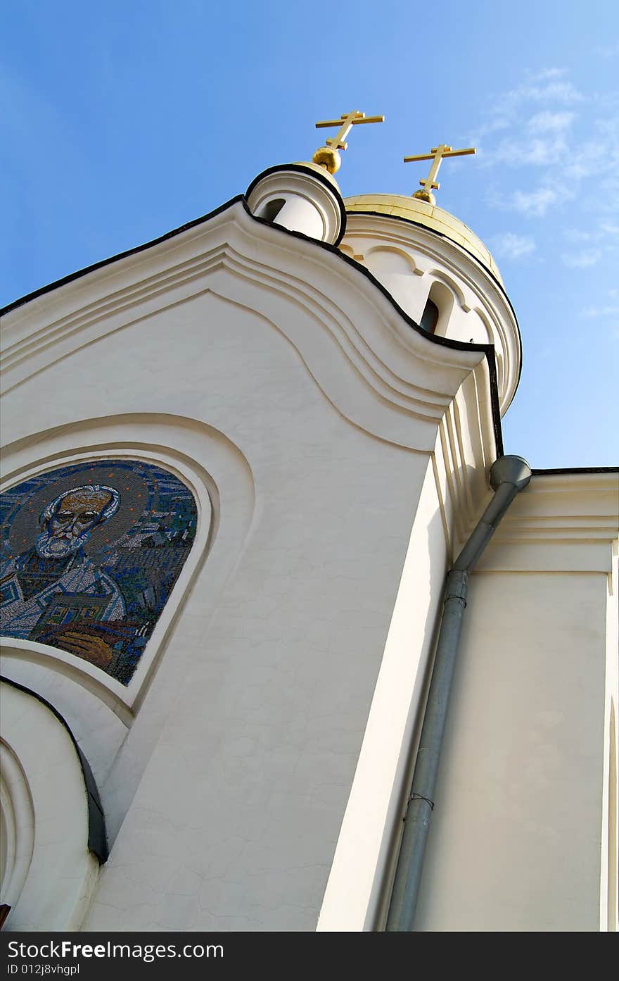 St. Nikolai church cupola on blue sky. St. Nikolai church cupola on blue sky