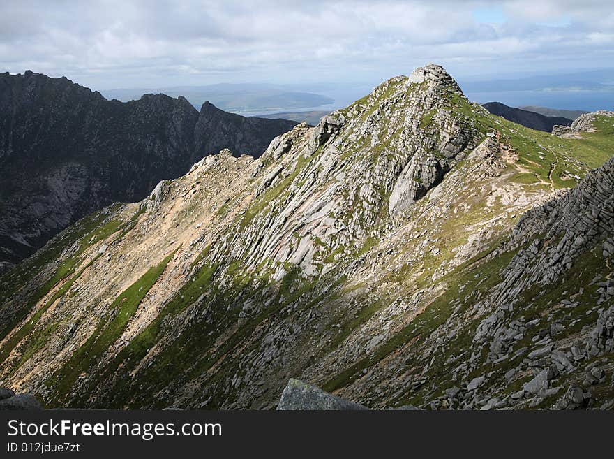 The granite peak of North Goatfell in Arran, Scotland