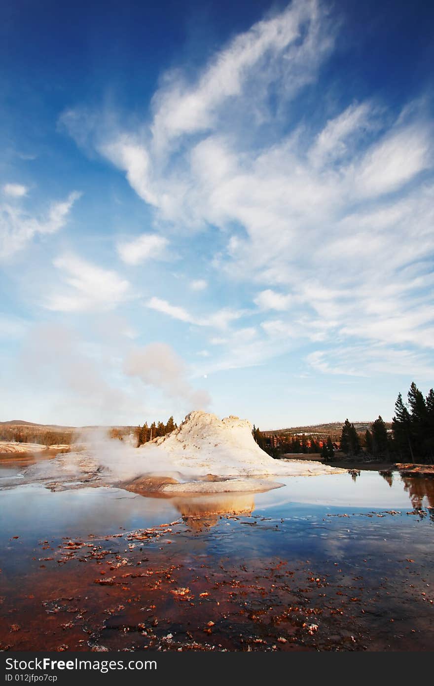 Blue Sky behind Castle Geyser (Upper Geyser Basin) - Yellowstone National Park, Wyoming.