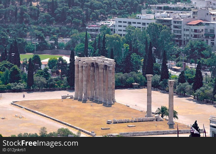 The temple of Olympian Zeus, the view from Acropolis, Greece