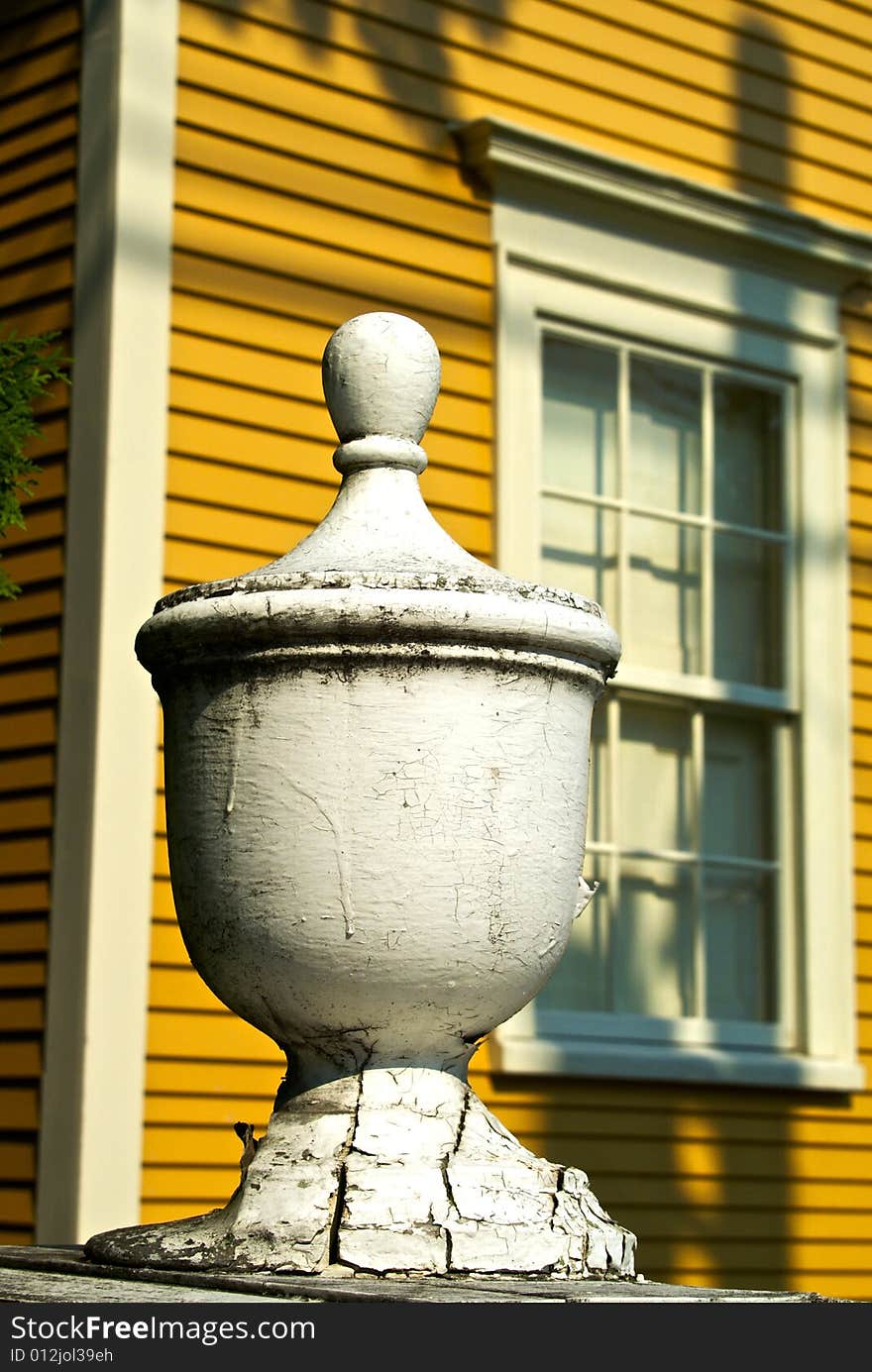 Detail of old fence top shaped as an urn