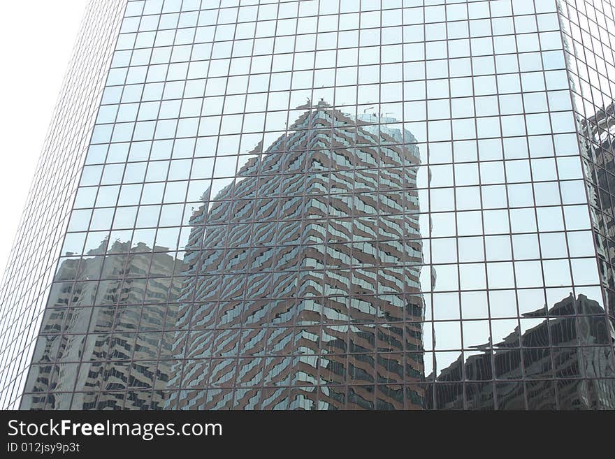 Business Building With Reflection Of 3 Other Buildings. Business Building With Reflection Of 3 Other Buildings