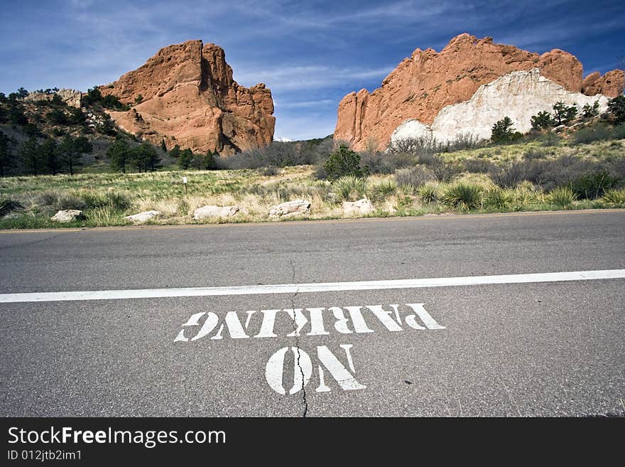 No parking sign in Garden of the Gods.