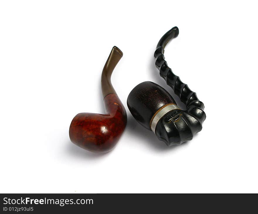 Two Elegant wood Pipe on white background