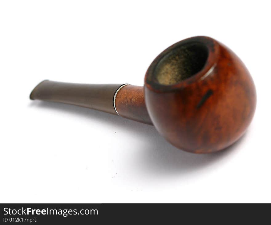 Elegant wood Pipe on white background