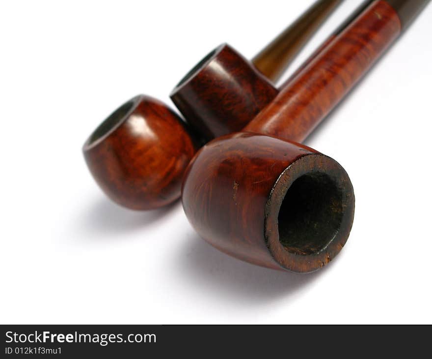 Many Elegant wood Pipe on white background