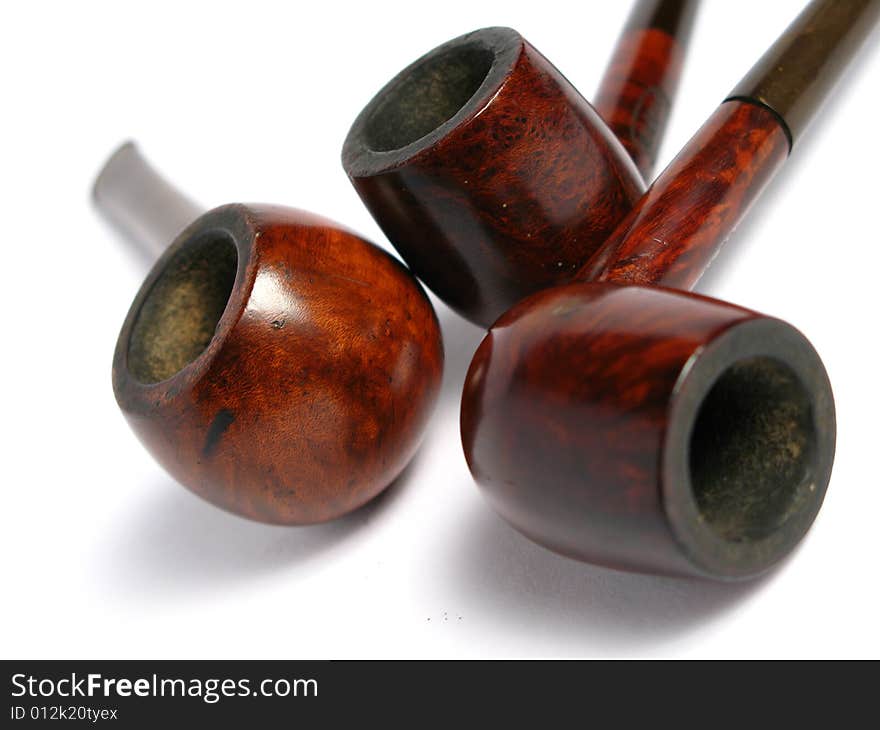 Many Elegant wood Pipe on white background