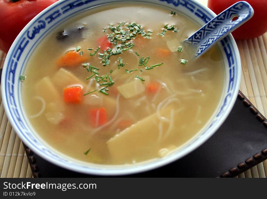 Chinese soup with a lot of vegetables. Chinese soup with a lot of vegetables