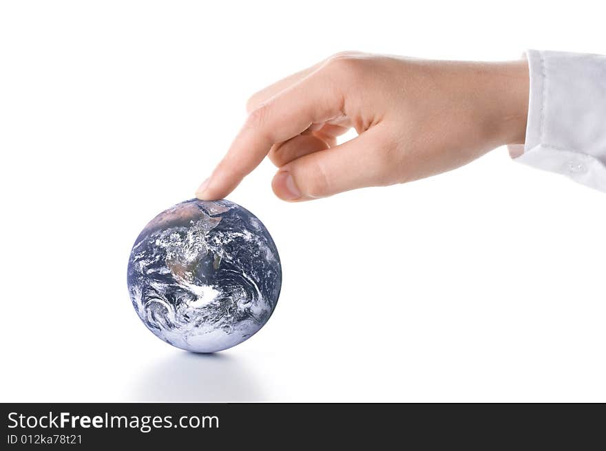 The globe in hands