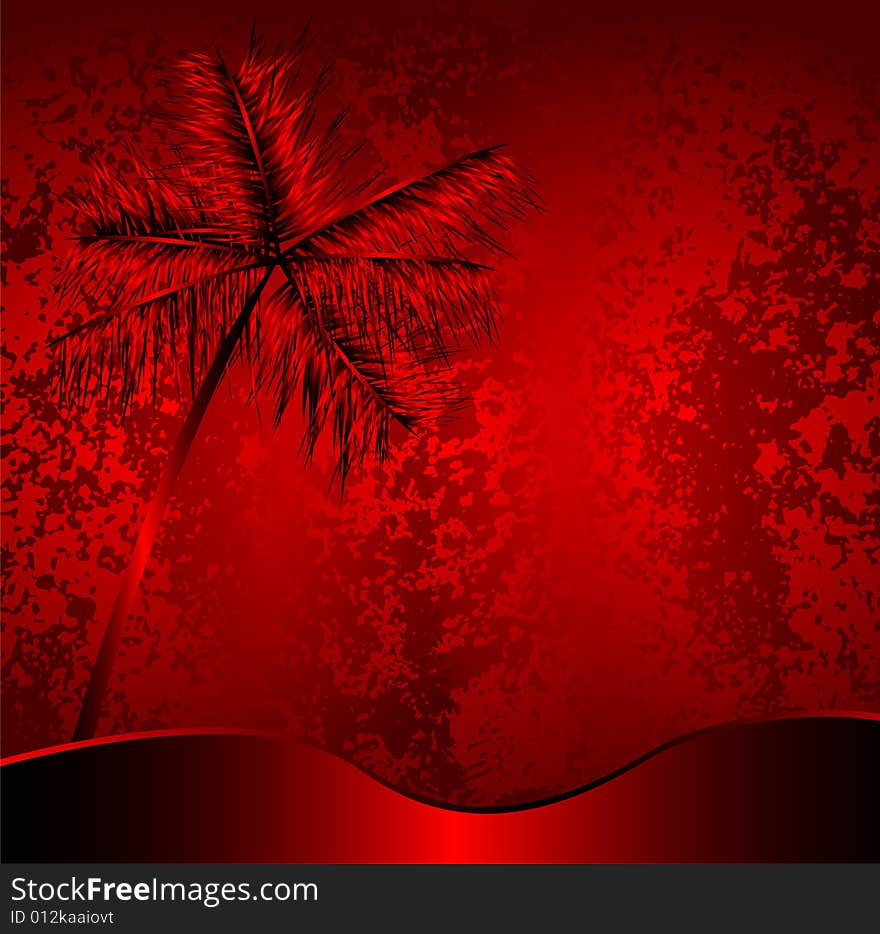 Abstract Red Design With Palm