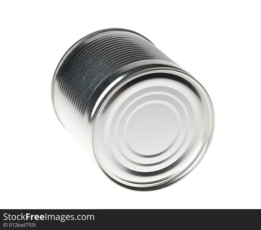 Blank tin can on white background