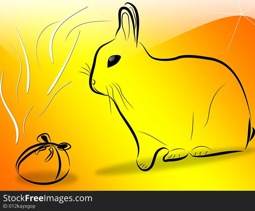 Easter egg and rabbit - background,wallpaper