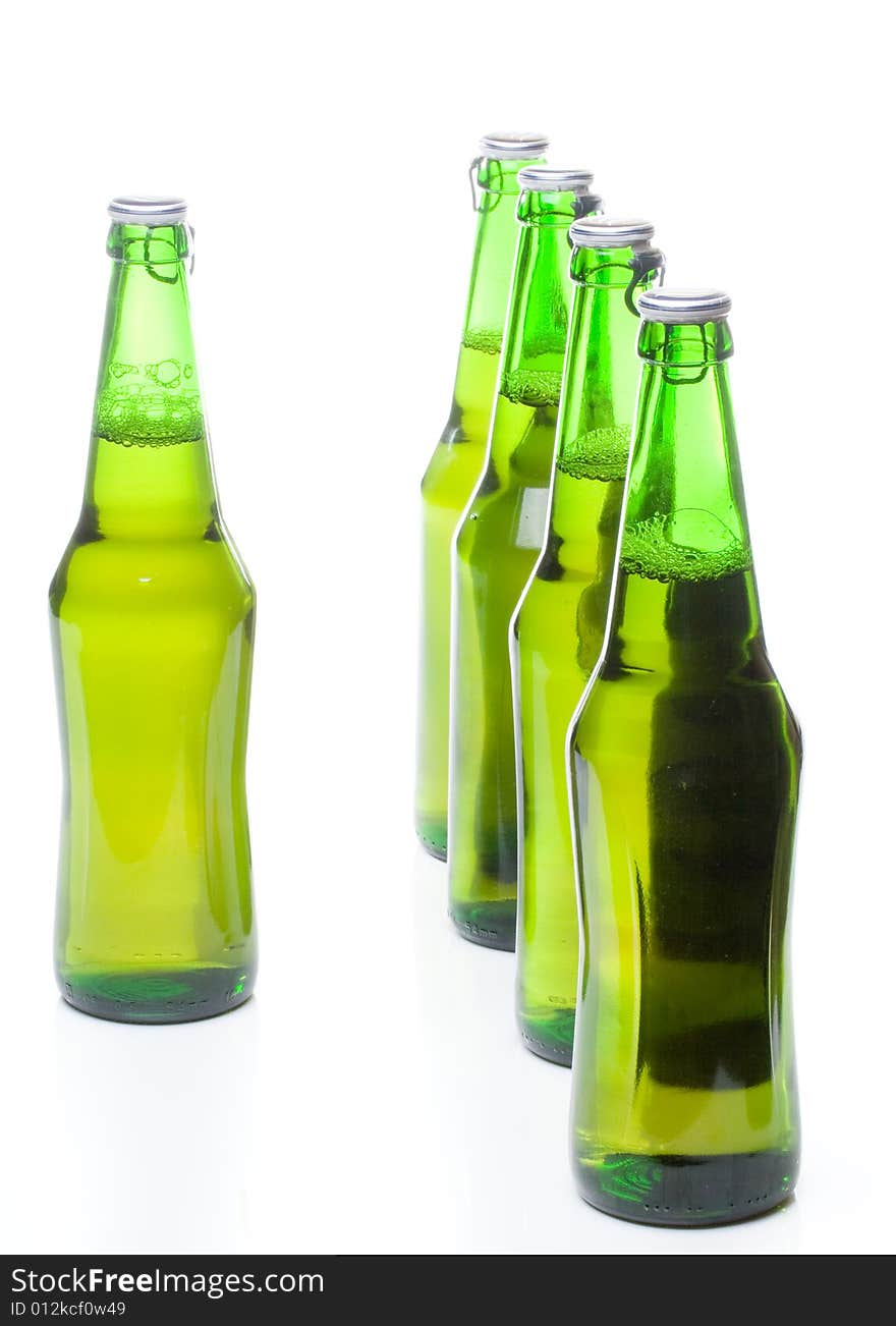 Beer in a bottle on a white background