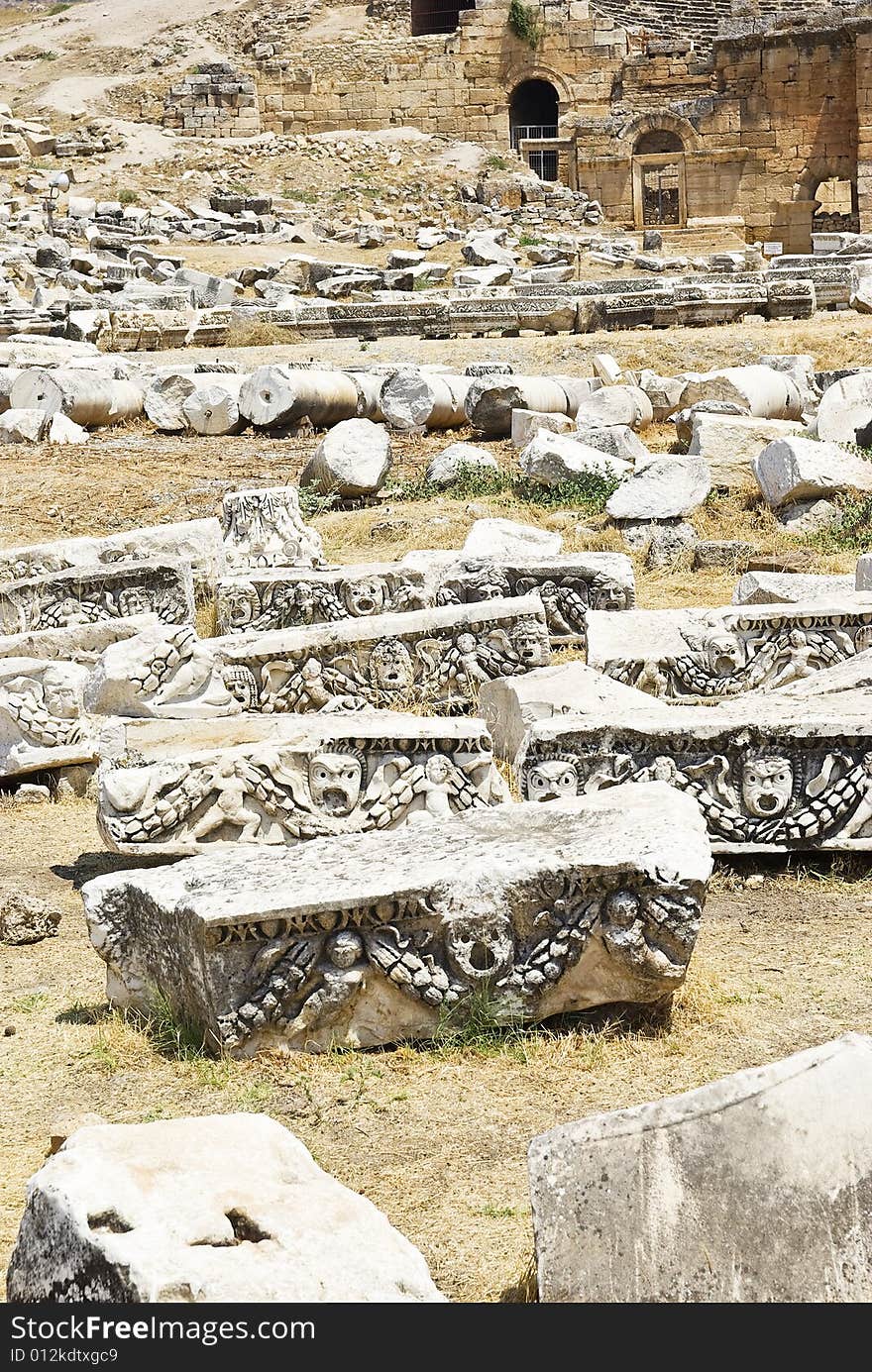 Ruines of ancient city Hierapolis Turkey