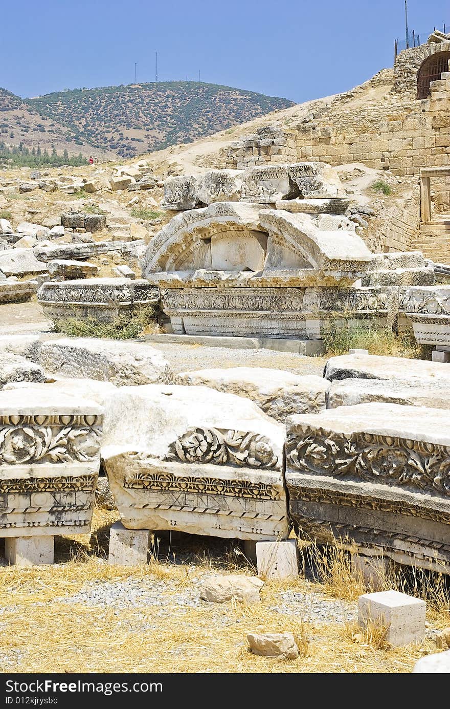 Ancient ruins of Hierapolis, Pamukkale, Turkey.